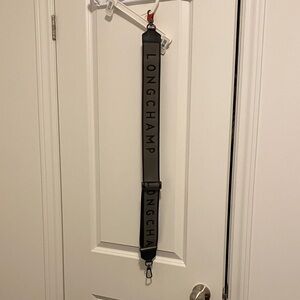 Longchamp Gray Shoulder Strap with Black Lettering